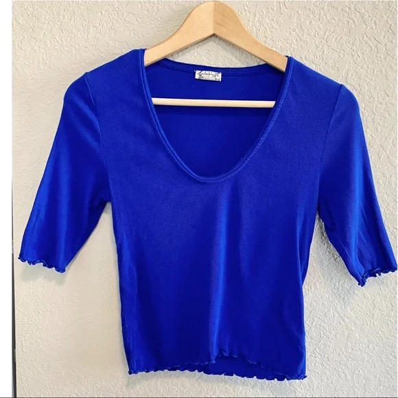 Free People Up All Night Top Blue - Picture 3 of 9